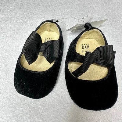 Zapatos de cuna vintage de terciopelo para bebé con lazo y moño Mary Jane talla 6-12 meses NUEVO Foto 1 de 3