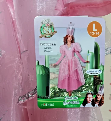 Adult L 12/14 GLINDA The Good Witch Dress and Crown WICKED Wizard of Oz NEW - Image 1 of 4