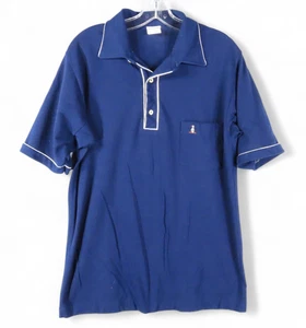 VTG Munsingwear GRAND SLAM POLO SHIRT Navy Blue w/White Trim PENGUIN POCKET sz L - Picture 1 of 6