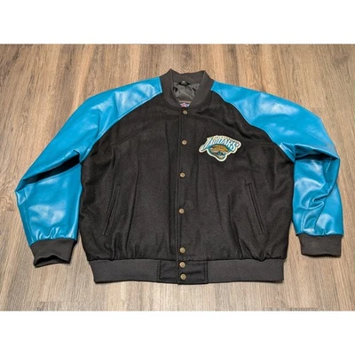 Vintage NFL Jacksonville Jaguars Game Day Faux Leather/ Wool Jacket Size XL - Image 1 of 4