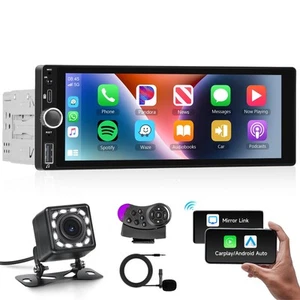 Single DIN Autoradio mit Wireless Apple CarPlay/Android Auto, Autoradio Blu... - Bild 1 von 9