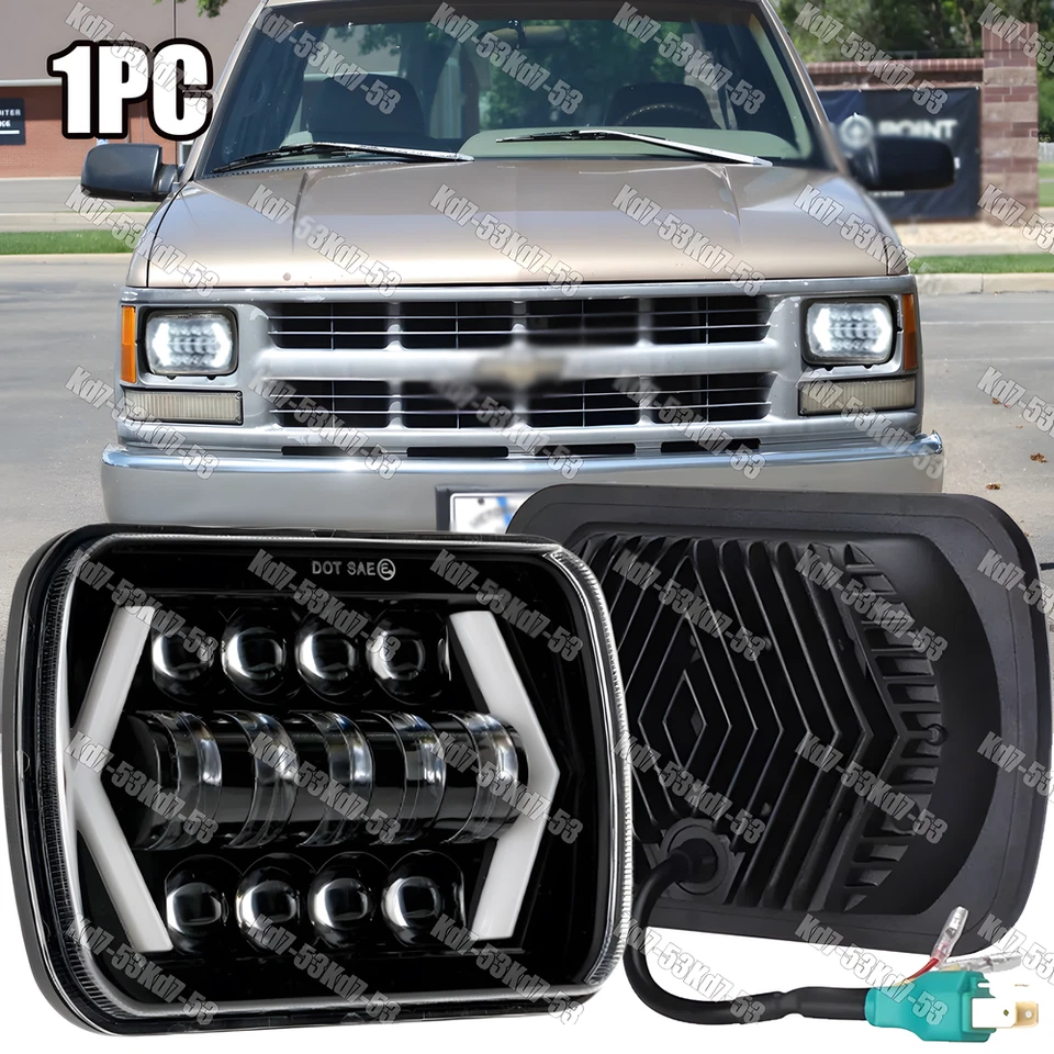 5x7" 7x6" Led Headlight HI/Lo DRL for Chevrolet K1500 K2500 K3500 1988-99 Pickup - Image 1 of 4