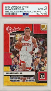 Jabari Smith Jr. - 2022 Optic The Rookies Red & Gold Wave Prizm RC /99 PSA 10 - Picture 1 of 2
