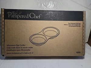 The Pampered Chef Stoneware Microwave Double Egg Cooker #1372 New . Made in USA  - Picture 1 of 9