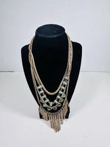 LUCKY BRAND Conjunto Multicapa Tono Dorado Cadena Piedra Borla Collar - Imagen 1 de 4