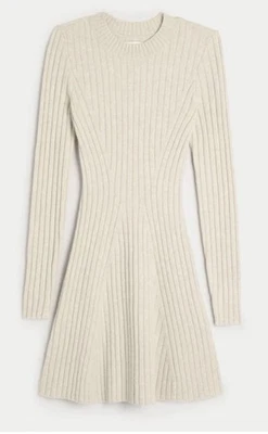 Nuevo con etiquetas Vestido Suéter Hollister Patinador Acanalado en Blanco Nube, Talla M Foto 1 de 3