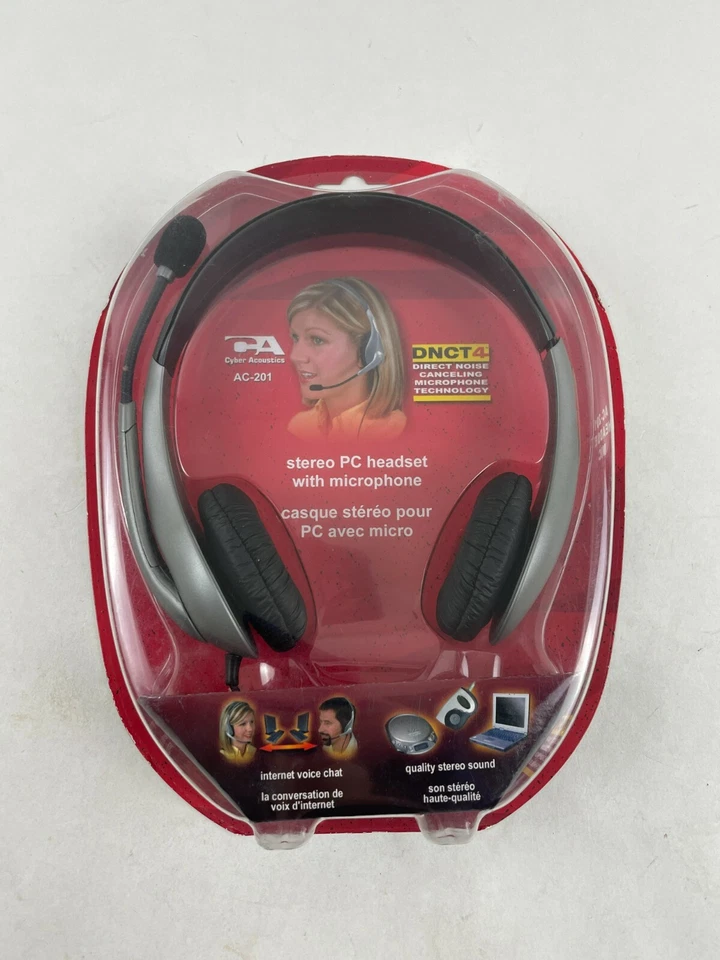 Cyber Acoustics AC-201 Stereo PC Headset Noise Canceling Microphone Technology - Image 1 of 4
