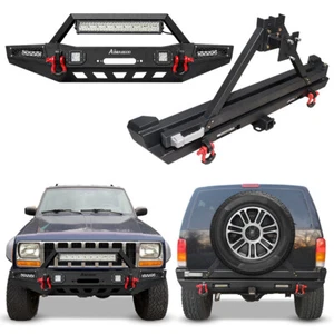 Front/Rear Bumper W/Winch Plate & Tire Carrier For 1984-2001 Jeep Cherokee XJ - Picture 1 of 17