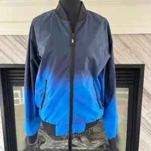 American Eagle Ombre Bomber Jacket Full Zip Lightweight Blue Small - Picture 1 of 4