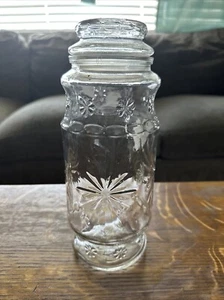 VINTAGE PLANTERS PEANUT 1980 STARBUST GLASS JAR WITH LID  - Picture 1 of 10