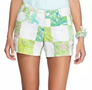 Lilly Pulitzer rosa grün Löwin Patchwork The Callahan Shorts Größe 00 - Bild 1 von 6