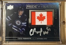 2021-22 Upper Deck SPx Pride of a Nation Cole Perfetti Patch Auto RPA /49