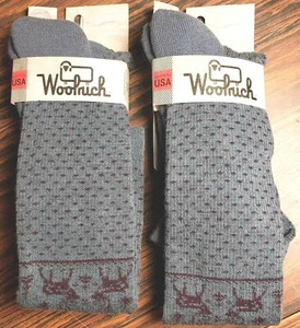 (2)pr Woolrich Heritage Merino Lambswool Socks Deer Trees (S) Ladies 5-7.5 Blue - Picture 1 of 4