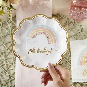 16 Rainbow Paper Dessert Plates - Baby Shower Birthday Party MW37088 - Picture 1 of 1