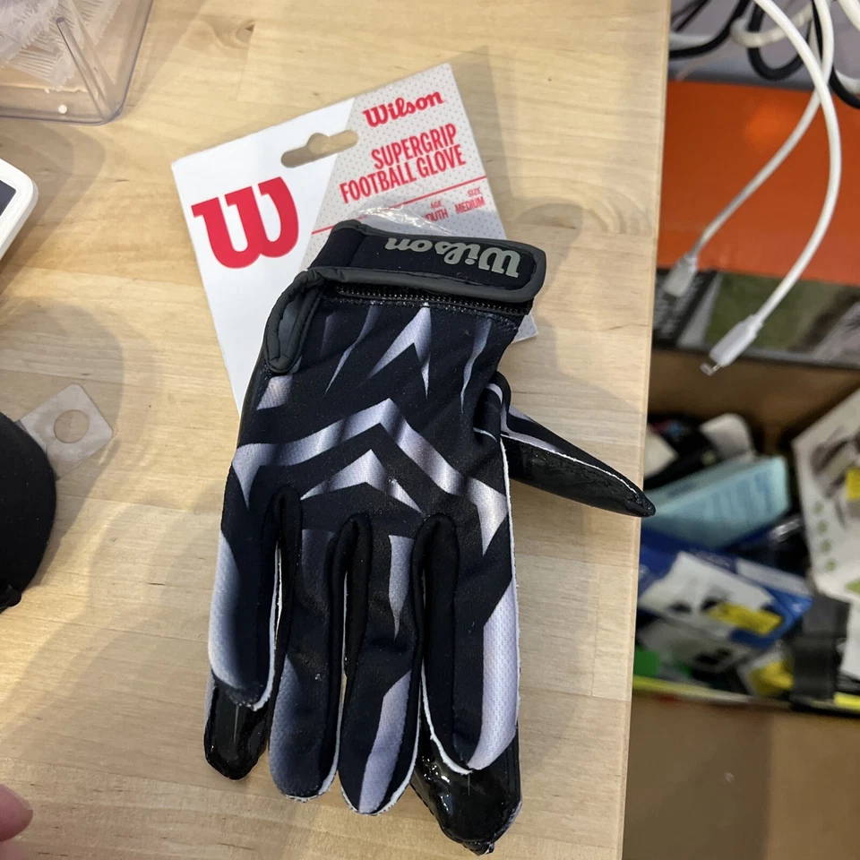 Guantes de fútbol Wilson Super Grip negros juveniles medianos Foto 1 de 1