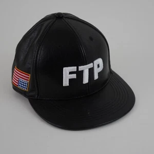 FTP Leather Logo Fitted Hat Size 7 Black Rare Streetwear Cap USA - Picture 1 of 10