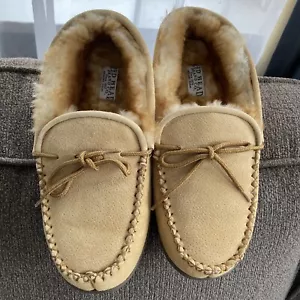 Men's Red Head Iceland II Tan Suede Shearling Slippers Size 10 New Memory Foam - Picture 1 of 9
