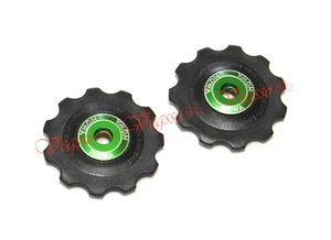 NEW MOWA BIKE 11T JOCKEY WHEEL REAR DERAILLEUR PULLEYS SHIMANO 2pcs, GREEN - Picture 1 of 7
