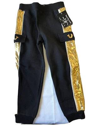 Calça de moletom/joggers True Religion listra dourada menino (tamanho 5) preto e dourado - Imagem 1 de 4