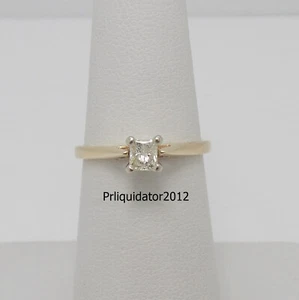1/4CT Natural Princess Diamond Solitaire Engagement Wedding Ring 14K Yellow Gold - Picture 1 of 13