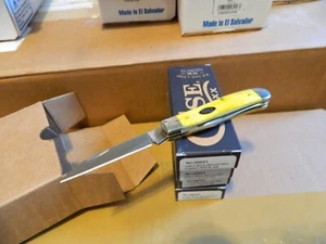 CASE & SONS CUTLERY 3 1/2" YELLOW SMOOTH BONE MINI TRAPPER CA-20031 - Picture 1 of 13