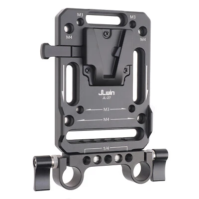 Placa de batería de aluminio con montaje en V con abrazadera de varilla de 15 mm para plataforma/jaula de cámara - 1/4"-20 Foto 1 de 4