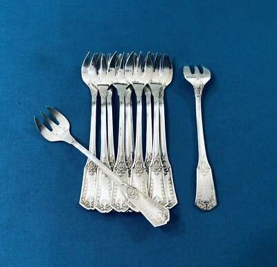 12 fourchette à huitre SFAM modèle EMPIRE SANS GENE métal argenté Couvert 13,5cm - Photo 1/4