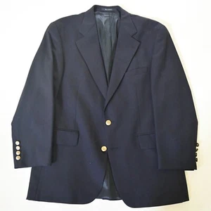 Chaps Ralph Lauren 44R Navy Blue Gold Button 100% Wool Blazer Jacket Sport Coat - Picture 1 of 12
