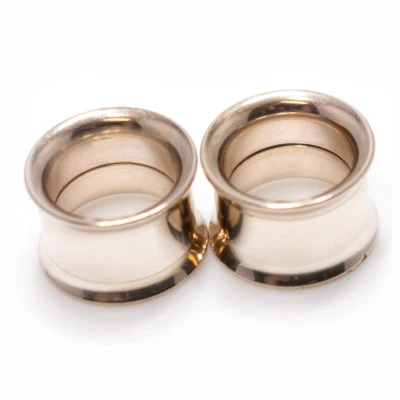 Rose Gold Ion-Plated Double Flared Eyelet Ear Plugs - 8 Gauge to 1 Inch - Image 1 of 4