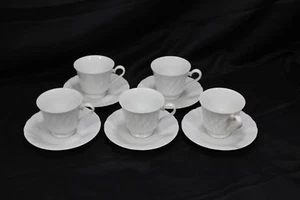 Sheffield Bone White 5 Cups + 5 Saucers - Picture 1 of 8