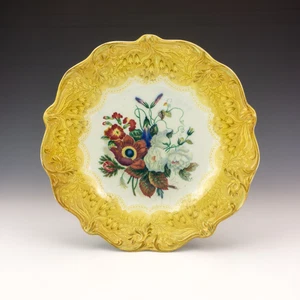 Antique F & R Pratt Prattware Pottery - No. 439C Bouquet Pattern Plate - Picture 1 of 2
