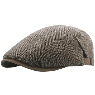 Gorra de periodista de tweed espiga para hombre gorra plana de hiedra Gatsby gorra ajustable de taxista... Foto 1 de 4