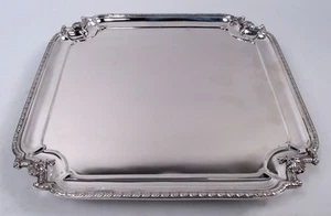 Adie Salver Georgian Square Cartouche Tray English Sterling Silver 1954 - Picture 1 of 7