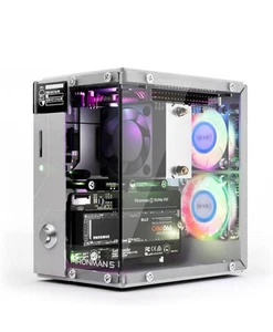 NVMe M.2 PCIe Mini PC Case for Raspberry Pi 5 with RGB Fans and OLED - Picture 1 of 6