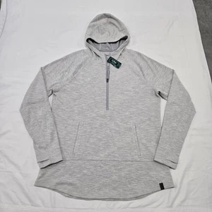 Felpa mezza zip donna LL Bean spina di pesce mezza zip nuova con etichette taglia LARGE grigio erica con cappuccio - Foto 1 di 9