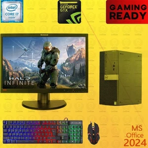 Dell Windows 11 Desktop Gaming Computer GTX 1050Ti Core i7 32GB 1TB SSD 24" LCD - Picture 1 of 6