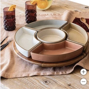 over&back, 6 Piece - Food Side Dip Server Lazy Susan - Picture 1 of 6