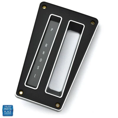 70-81 Firebird Camaro Auto Console Shift Plate w/ Indicators Black Pebble 478569 - Image 1 of 3