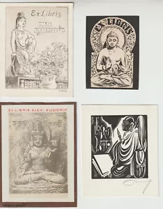 Colección 7 Exlibris "Buda" originales vintage de varios artistas - Imagen 1 de 2