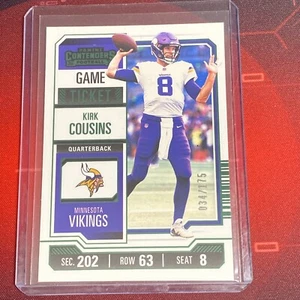 2023 Panini Contenders Kirk Cousins Game Ticket Green #68 34/175 Vikings Falcons - Picture 1 of 2