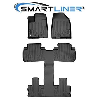 SMARTLINER Custom Fit Floor Mats 3 Row Liner Black 2014-2019 Toyota Highlander Foto 1 de 4