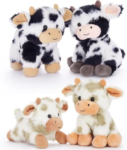 4 Pcs Cow Stuffed Animals, 10 Inch Soft Cow Plush Toys, Cute Stuffed Cow Dolls f - Picture 1 of 6