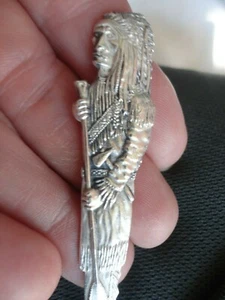 VINTAGE SIGNED ECCO STERLING FULL FIGURE INDIAN CHIEF w/ OAR SOUVENIR SPOON OLD - Picture 1 of 10