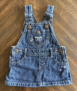 Vestido Mono Vaquero OshKosh B'gosh Floral Bordado Mariposa Talla 6M - Imagen 1 de 13