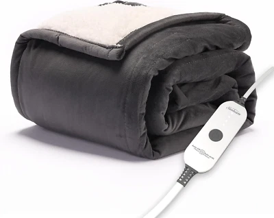 Royal Mink Sherpa Noche Niebla Calefacción Personal Tiro/Manta, Acogedor-Cálido, Ajustable Foto 1 de 4