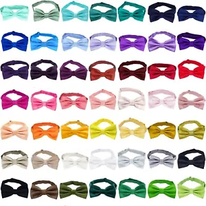 MENS BOW TIE Bowtie Pre-tied wedding tuxedo plain CHOOSE COLOUR 50 CHOICES!! - Picture 1 of 57