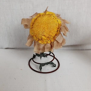 Hand Crafted Vintage Tornado Spring Coil W/Yellow Fabric Flower Primitive Rustic - Picture 1 of 9