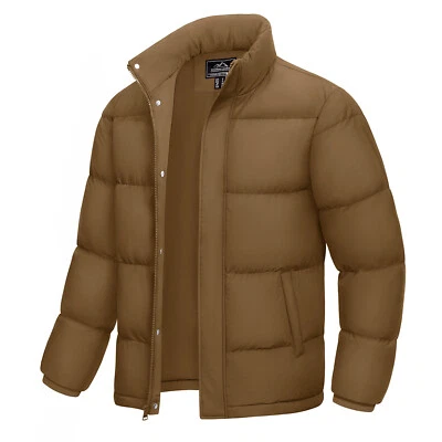 Mens Down Jacket Warm Puffer Jacket Water Resistant Windproof Winter Padded Coat - Image 1 of 4