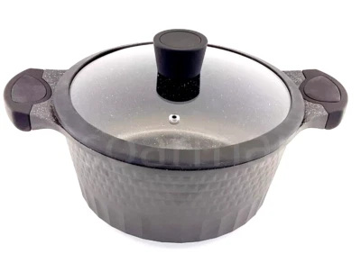 D&W COOKWARE D&W Pot Casserole Big Party Size Nonstick Cookware 9.5 Inch 4.5 Qt With Lid Blk