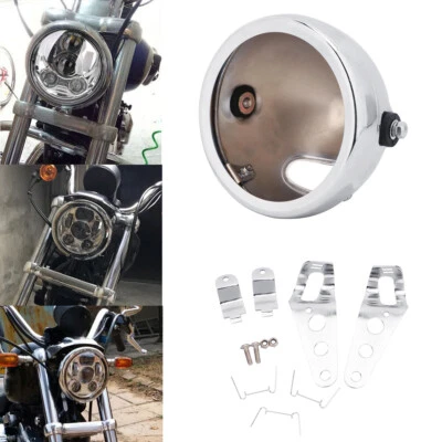 Cubierta de faro de motocicleta cromada de 5,75" para Harley Dyna Foto 1 de 4